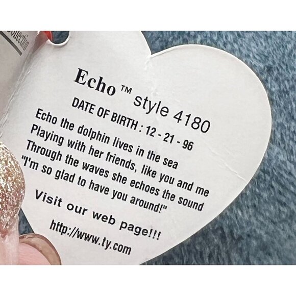 VINTAGE Original TY Echo Dolphin Beanie Baby 1996 Collectable - Picture 7 of 11